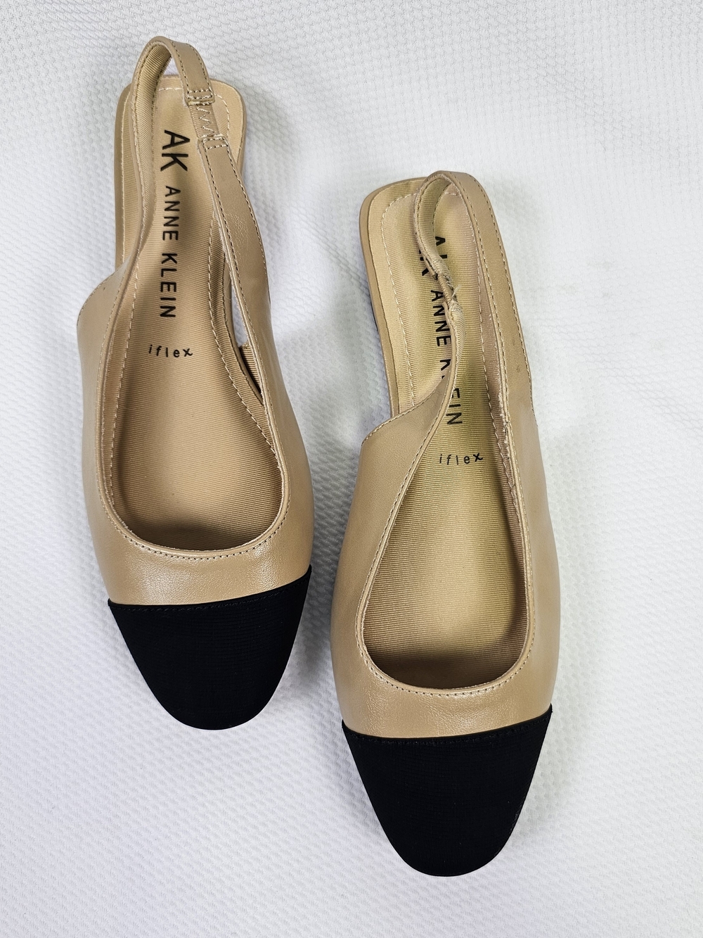 Anne Klein Women's Two-Tone Slingback Flats in Beige and Black